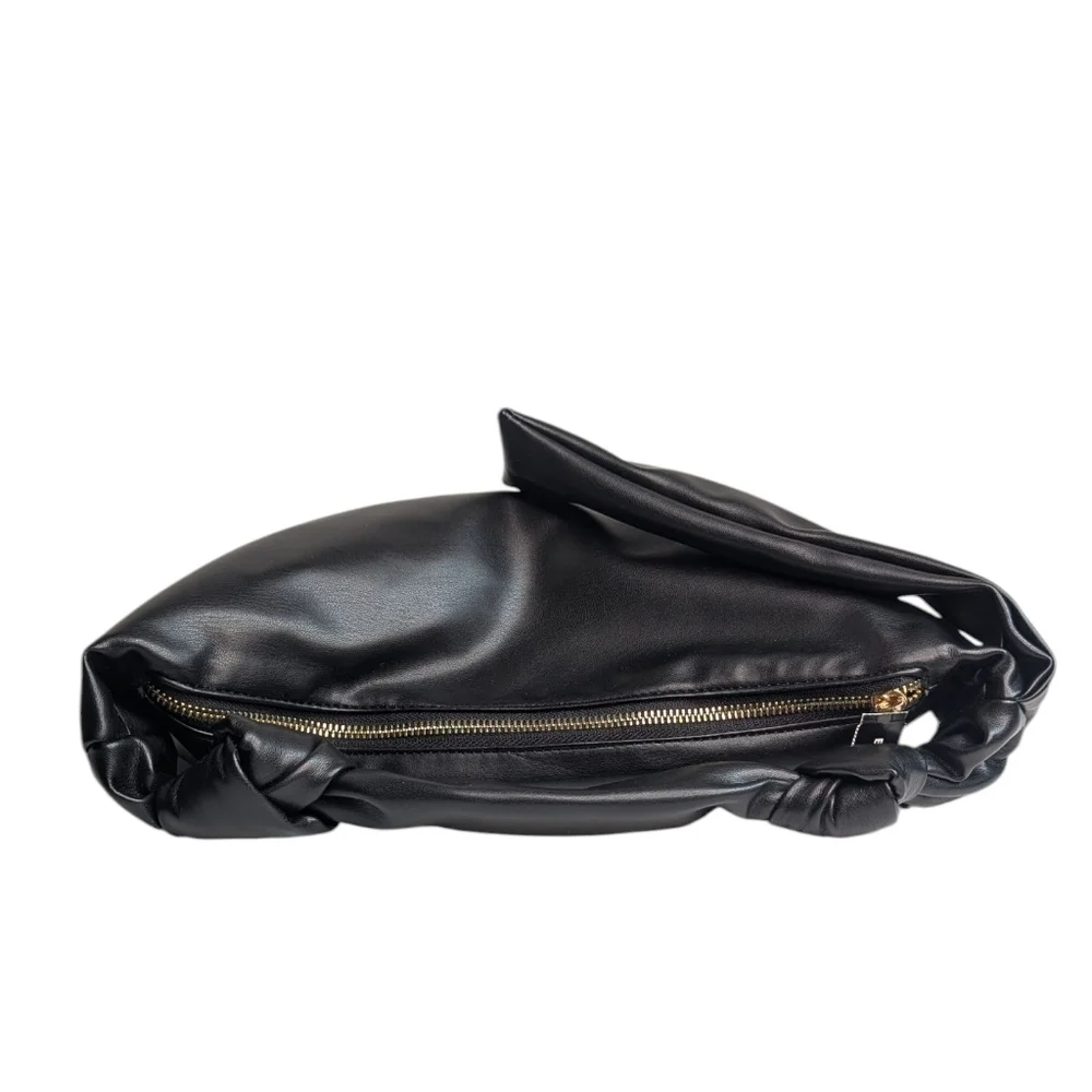 Express Black Faux Leather Crescent Hobo Bag
